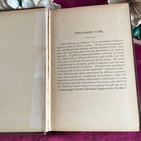 Ca 1899 Five Weeks in a Balloon by Jules Verne, Antique Book, William L. Allison - Picture 4 of 10